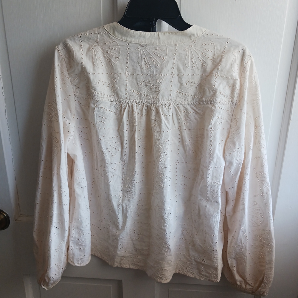 Universal Thread Cream Eyelet Split-Neck Peasant … - image 4